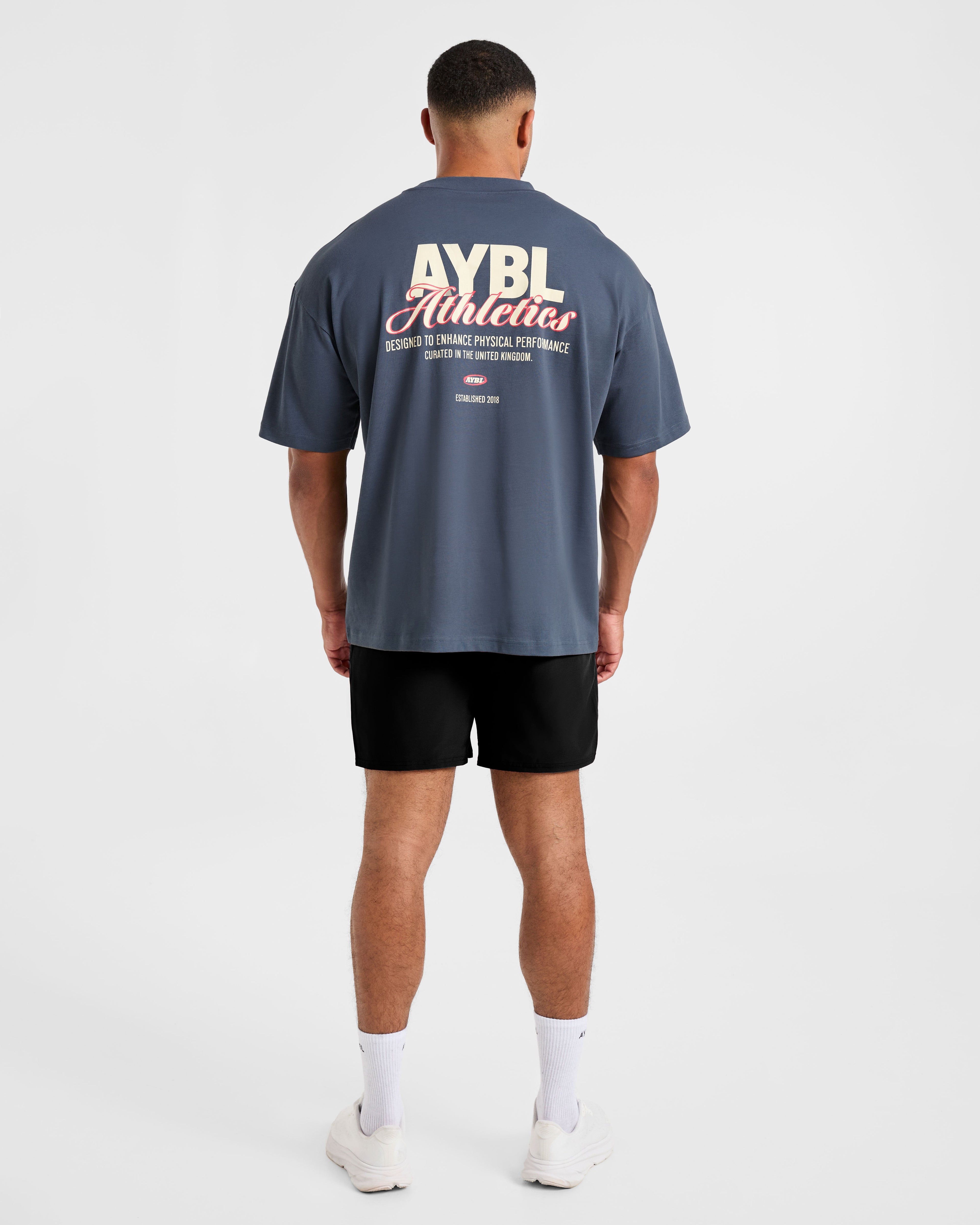 Athletics Script Oversized T Shirt - Vintage Blue