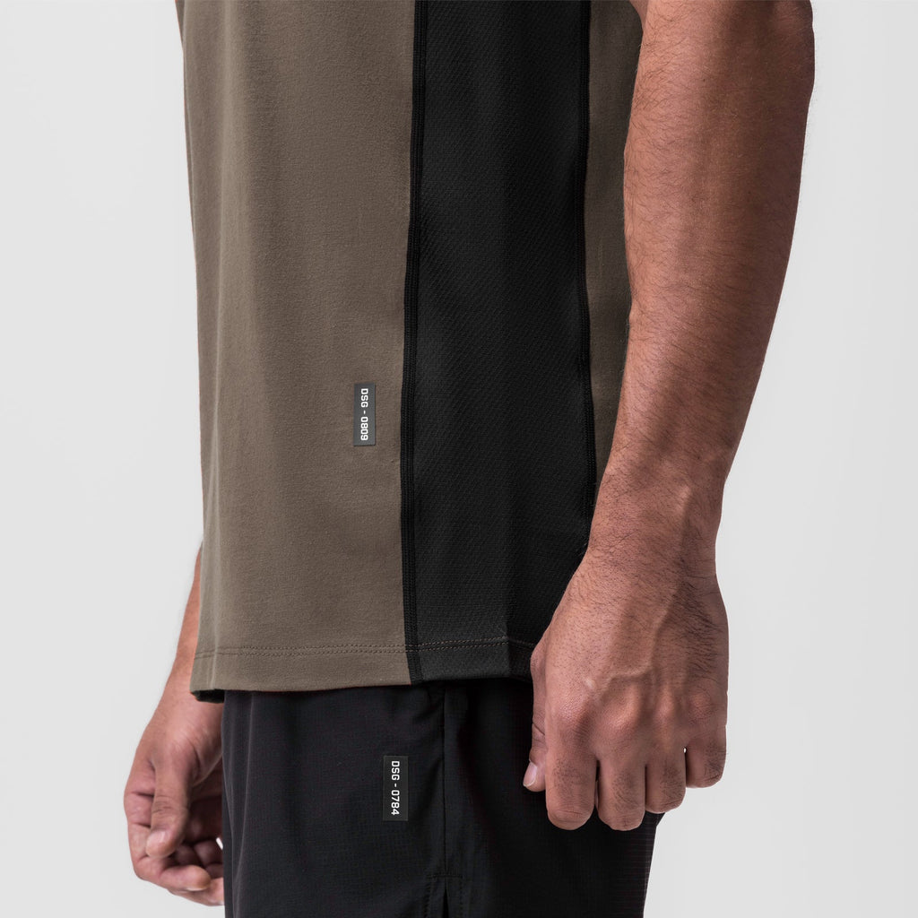 0809. Supima® Mesh Panel Training Singlet - Deep Taupe
