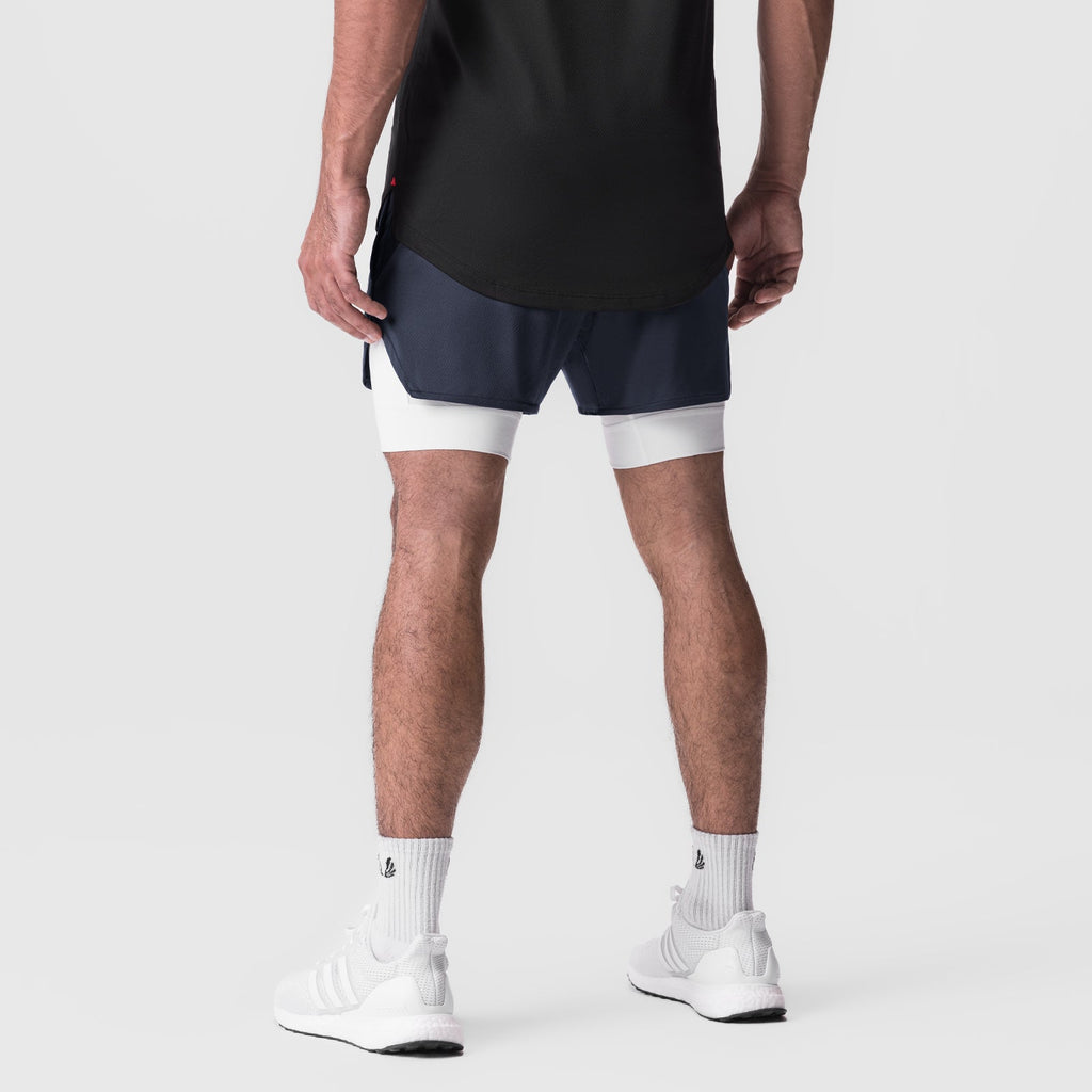 0828. AeroSilver® 5" Liner Short - Navy "Wings"/White