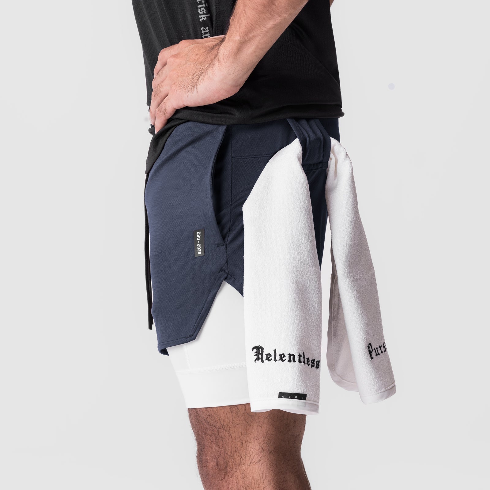 0828. AeroSilver® 5" Liner Short - Navy "Wings"/White