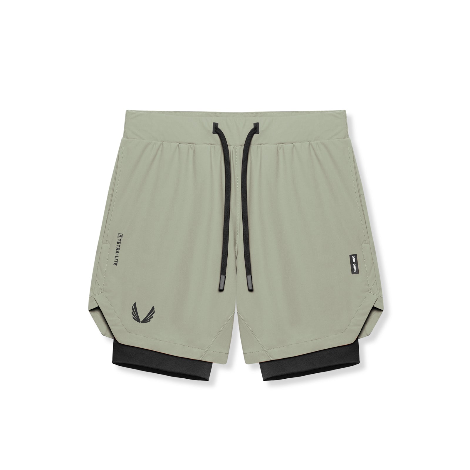 0866. Tetra-Lite® 7" Liner Short - Sage "Wings"/Black