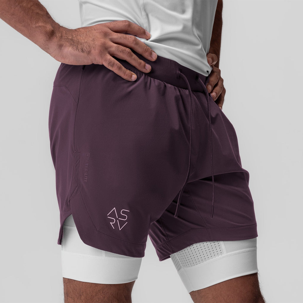 0866. Tetra-Lite® 7" Liner Short - Deep Purple "Cyber"/White