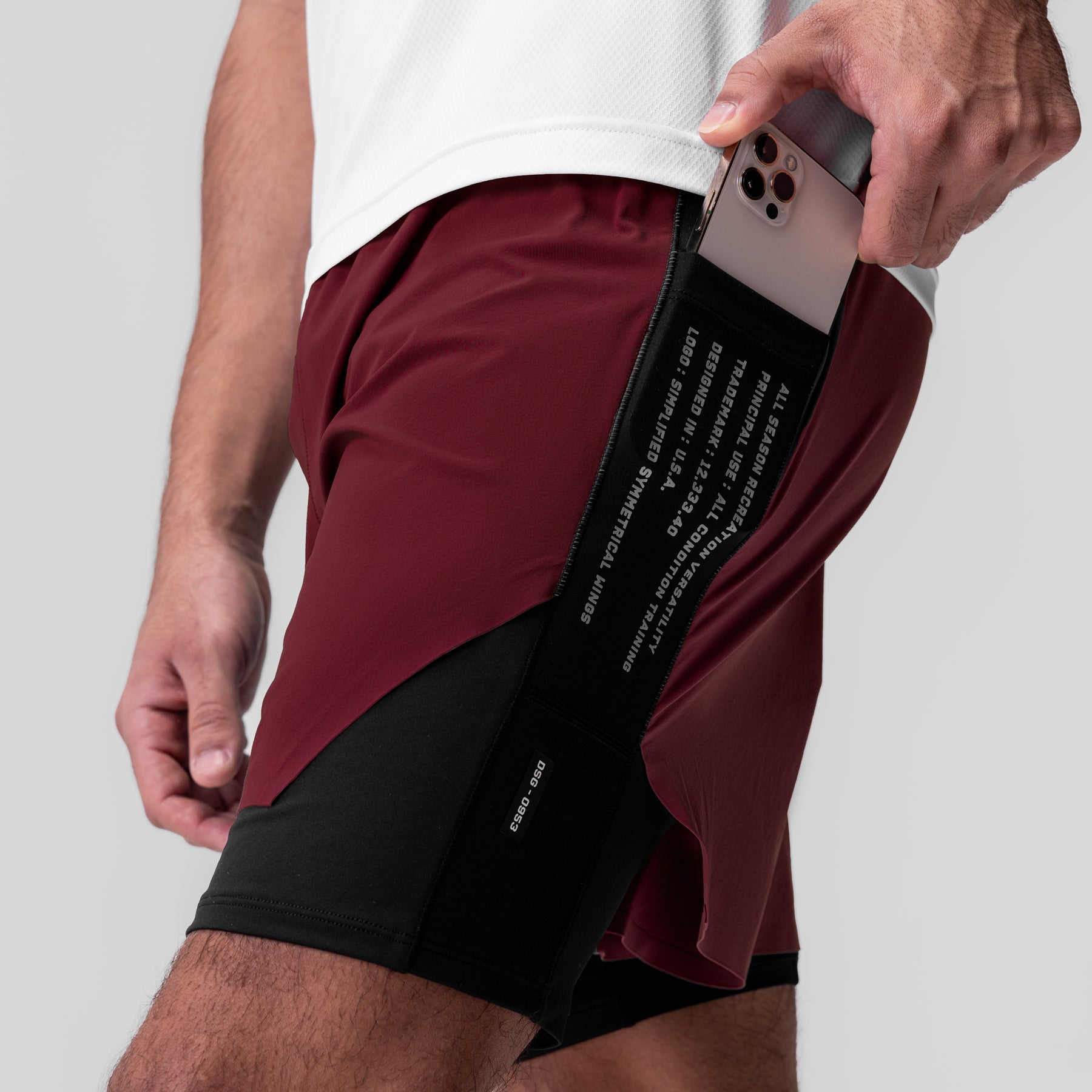 0953. Aerotex™ Hybrid Liner Short - Crimson/Black
