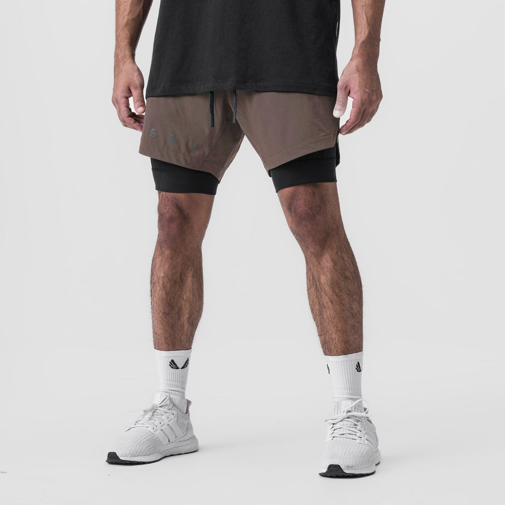 0866. Tetra-Lite® 7" Liner Short - Deep Taupe "ASRV"/Black