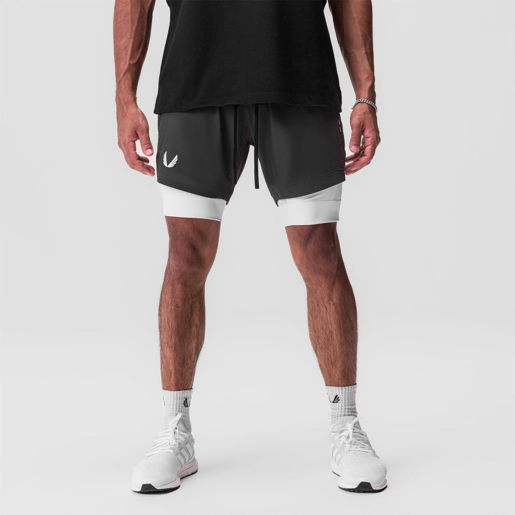 0866. Tetra-Lite® 7" Liner Short - Space Grey / White / White "Wings"