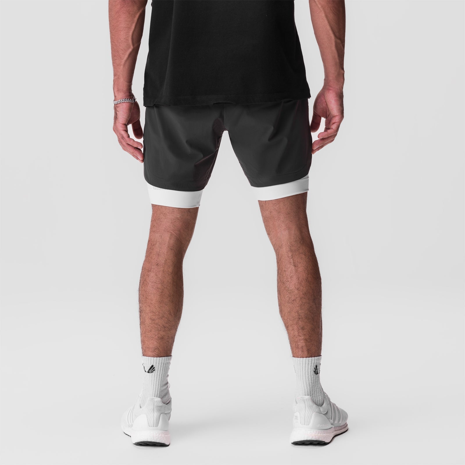 0866. Tetra-Lite® 7" Liner Short - Space Grey / White / White "Wings"