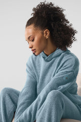 Wool Cashmere New Class Hoodie - Celestial Blue Granite Heather